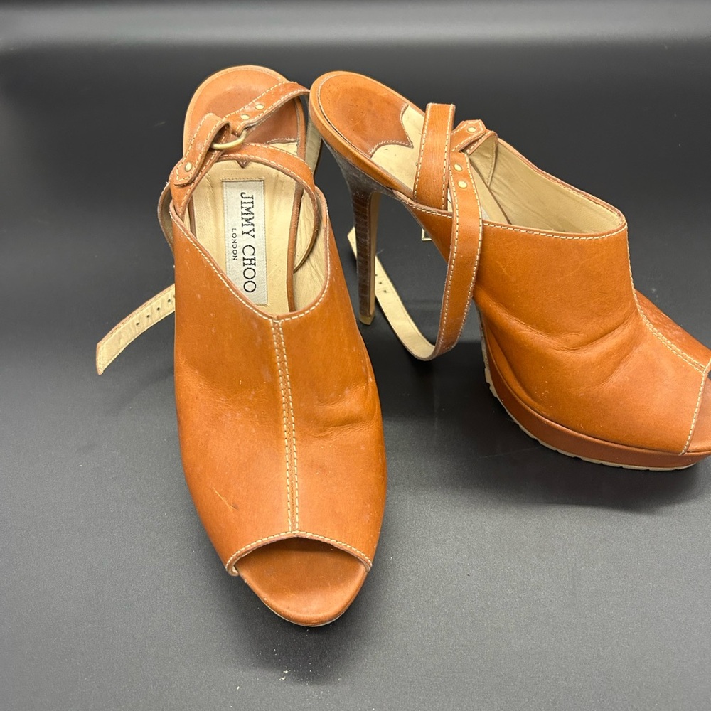 Jimmy Choo Women's Orange Peep Toe Heels
